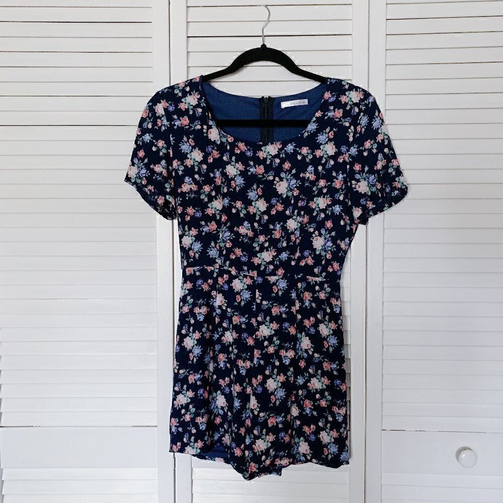 KTK Blue Floral Short Sleeve Playsuit Romper S​​​​​​​​​​​​​​​​​​​​​​​​​​​​​​